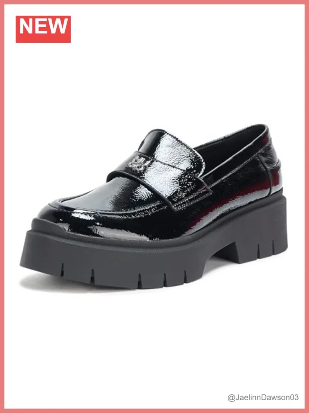 Women's Chunky Platform Leather Loafers Pull-On Round Toe
